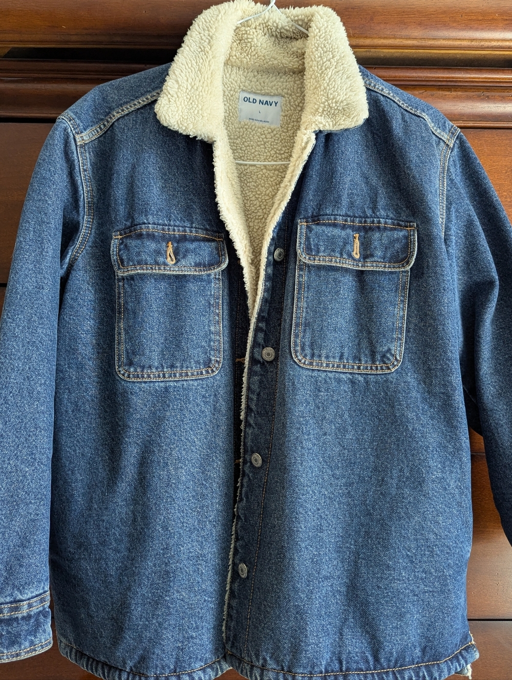 CLEARANCE Old Navy Women's Denim Jacket with Cream Sherpa Lining
